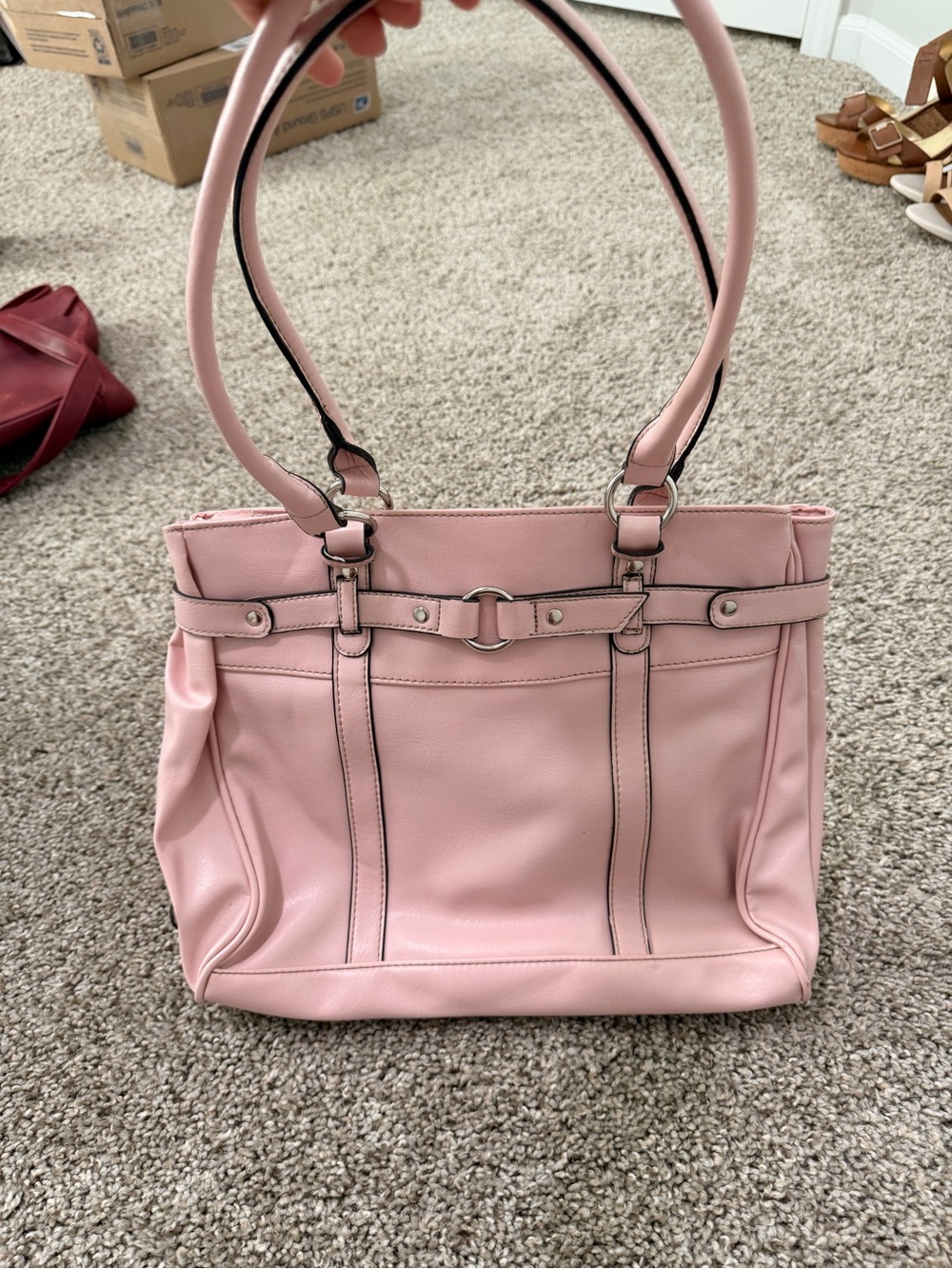 Classic Pink Tote Bag with Contrast Trim